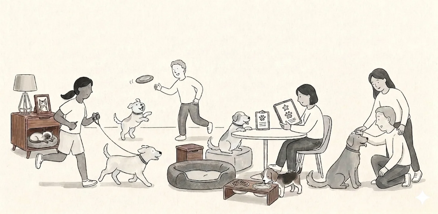 人宠生活场景插画